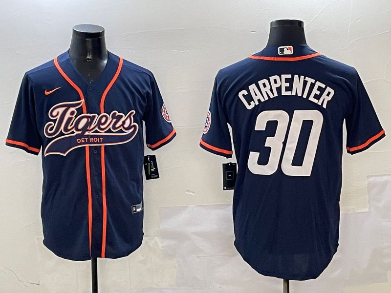 Men Detroit Tigers #30 Carpenter Blue Jointly Name 2025 Nike MLB Jersey style 1